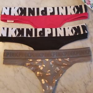 NEW! PINK VS Thong Panties Set of 3